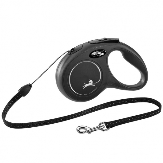 FLEXI Rollleine New CLASSIC Gurt - 5m, bis 15kg Schwarz