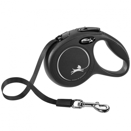 FLEXI Rollleine New CLASSIC Gurt - 5m, bis 25kg Schwarz