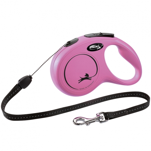 FLEXI Rollleine New CLASSIC Seil - 5m, bis 20kg Pink