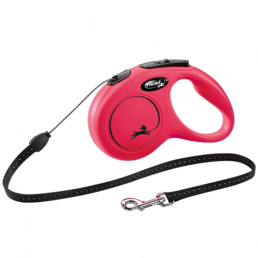 FLEXI Rollleine New CLASSIC Seil - 8m, bis 12kg Rot
