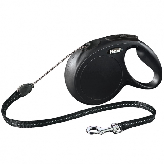 FLEXI Rollleine New CLASSIC Seil - 8m, bis 20kg Schwarz