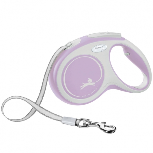 FLEXI Rollleine New COMFORT Gurt - 5m, bis 15kg Rosa