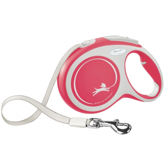 FLEXI Rollleine New COMFORT Gurt - 8m, bis 50kg Rot