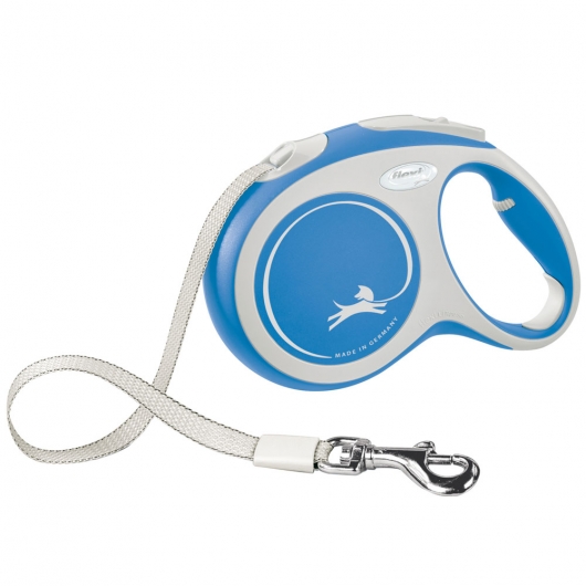 FLEXI Rollleine New COMFORT Gurt - 8m, bis 50kg blau