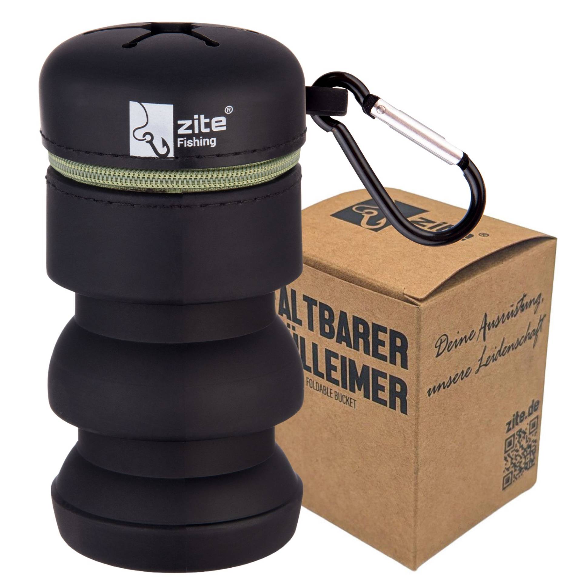 Faltbarer Mülleimer mit Karabiner Silikon Ausziehbar 8,5–12 cm für Outdoor & Angeln