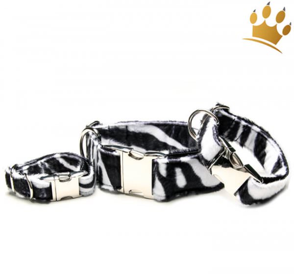 Fellhalsband Zebra Schwarz Deluxe