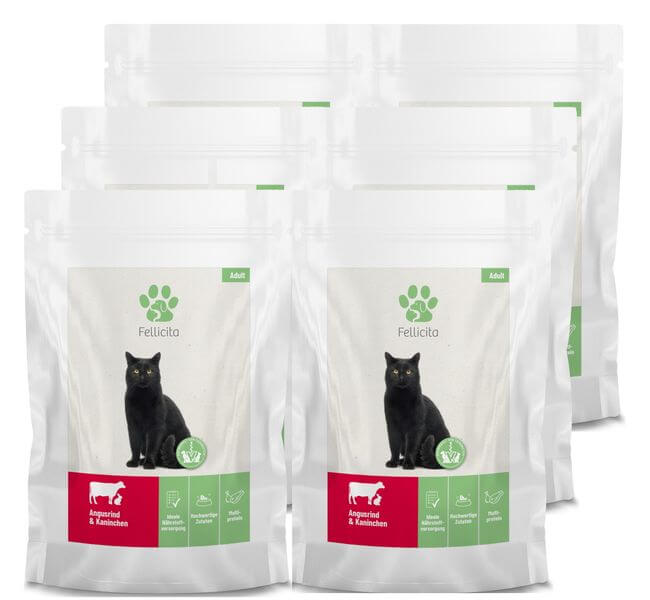 Fellicita Angusrind und Kaninchen 6 x 295 g Katzennassfutter