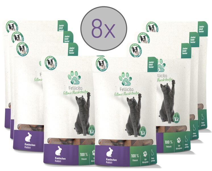 Fellicita Fellonis Hundesnacks Fleischstreifen vom Kaninchen 8 x 50g