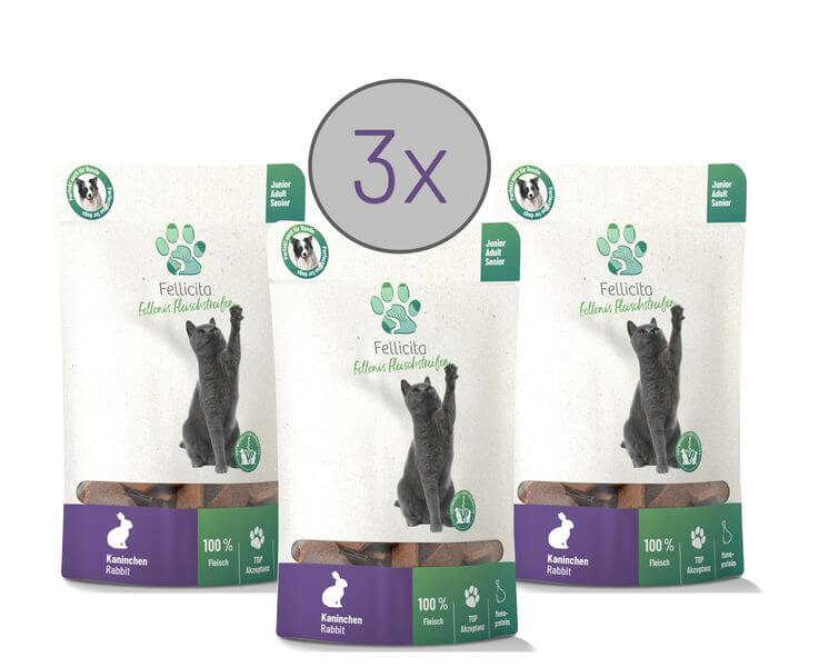 Fellicita Fellonis Katzensnacks Fleischstreifen vom Kaninchen  3 x 50g