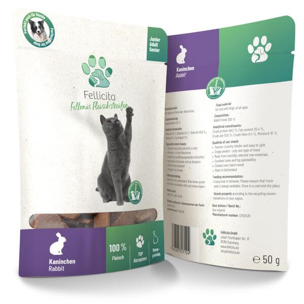 Fellicita Fellonis Katzensnacks Fleischstreifen vom Kaninchen 50g