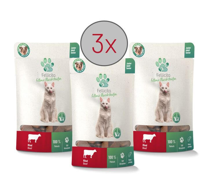 Fellicita Fellonis Katzensnacks Fleischstreifen vom Rind 3 x 50g