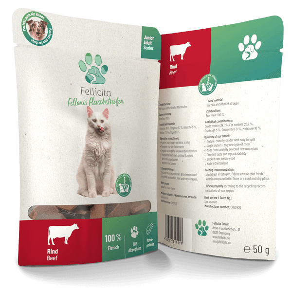 Fellicita Fellonis Katzensnacks Fleischstreifen vom Rind 50g