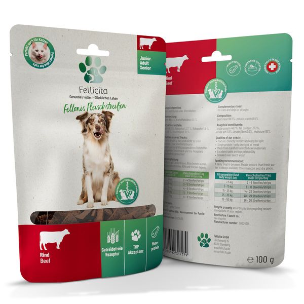 Fellicita Fellonis Katzensnacks Fleischstreifen vom Rind 8 x 100g Fellicita Fellonis Katzensnacks Fleischstreifen vom Rind 8 x 100g