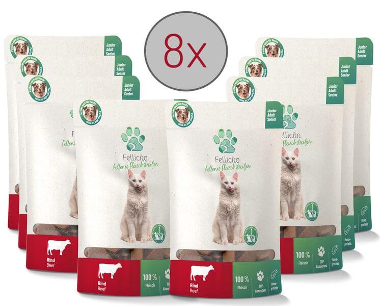 Fellicita Fellonis Katzensnacks Fleischstreifen vom Rind 8 x 50g