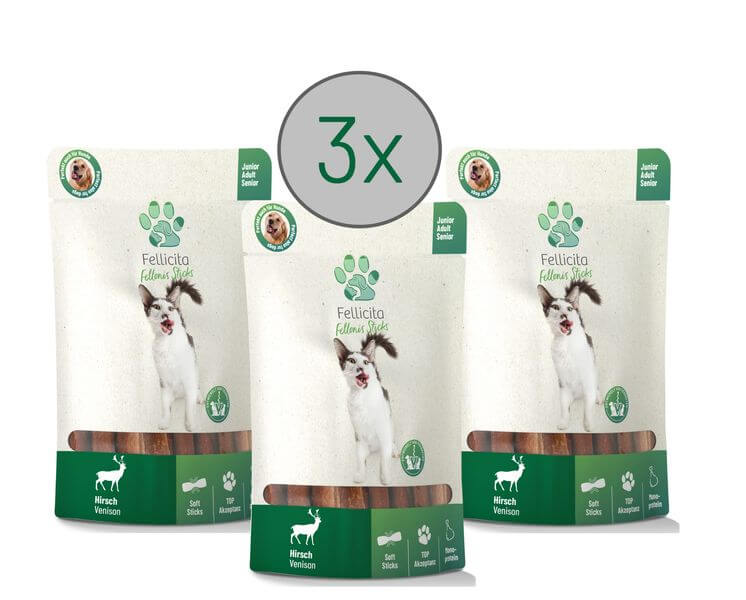 Fellicita Fellonis Katzensnacks Sticks Hirsch 3 x 50g