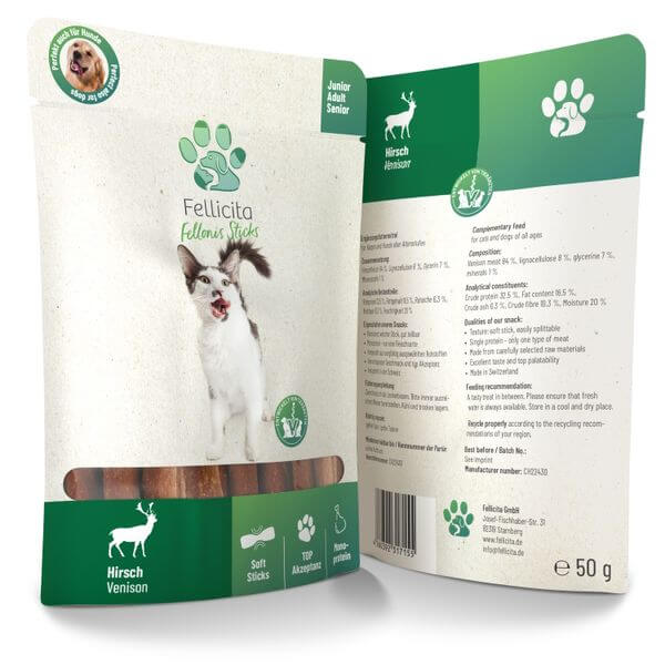 Fellicita Fellonis Katzensnacks Sticks Hirsch 50g