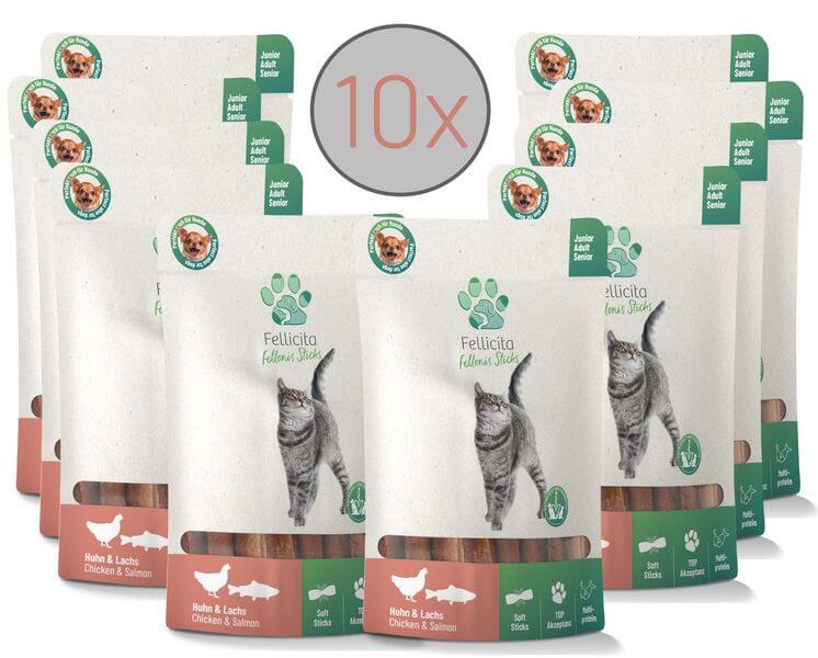 Fellicita Fellonis Katzensnacks Sticks Huhn und Lachs 10 x 50g