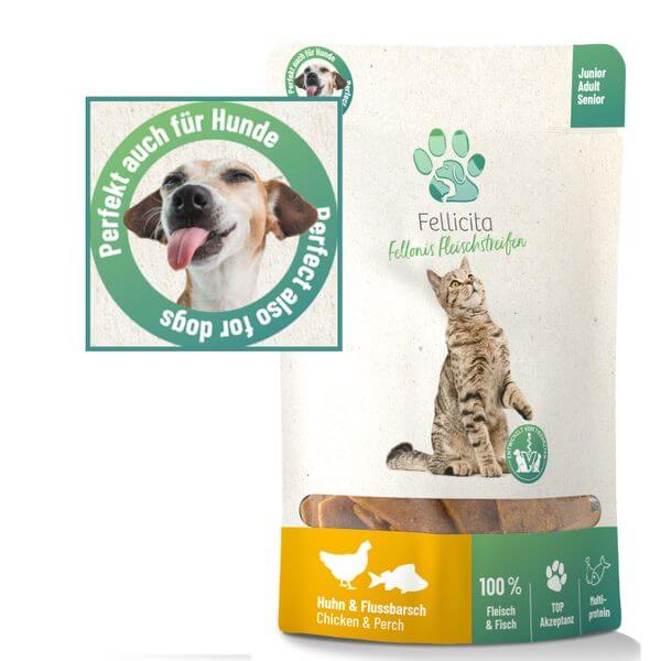 Fellicita Fellonis Snacks Fleischstreifen Huhn und Flussbarsch 50g Hundesnacks