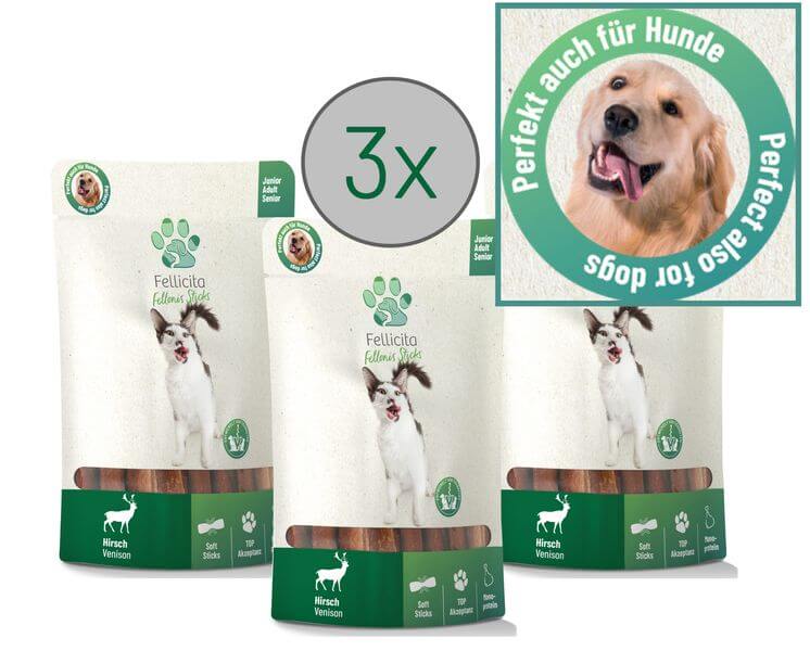 Fellicita Fellonis Snacks Sticks Hirsch 3 x 50g Hundesnacks