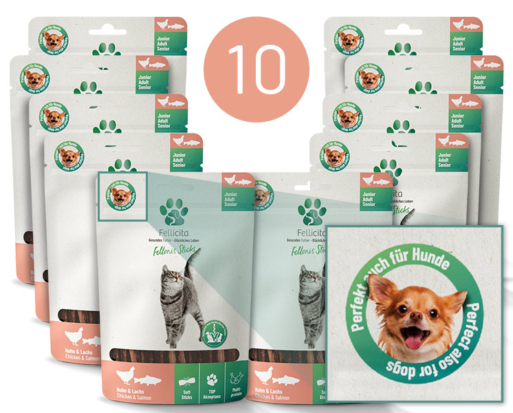 Fellicita Fellonis Snacks Sticks Huhn und Lachs 10 x 50g Hundesnacks