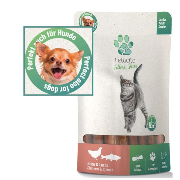 Fellicita Fellonis Snacks Sticks Lachs und Huhn 50g Hundesnacks