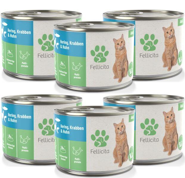 Fellicita Hering, Krabben und Huhn 6 x 200g Katzennassfutter