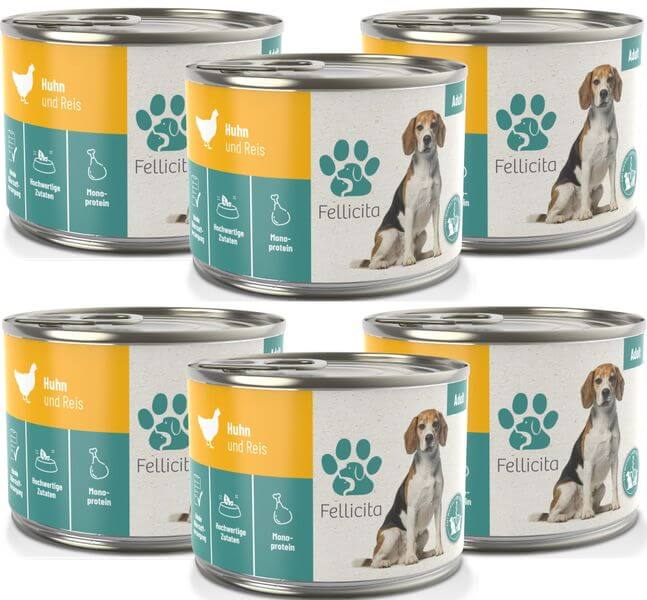 Fellicita Huhn & Reis 6 x 200g Hundenassfutter