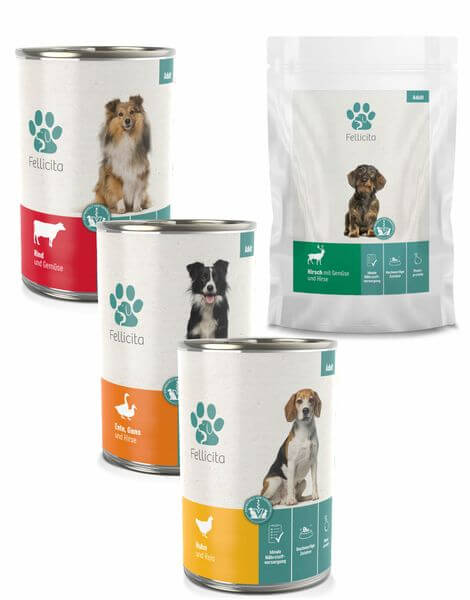 Fellicita Hund Probierpaket groß 300g/400g Hundenassfutter