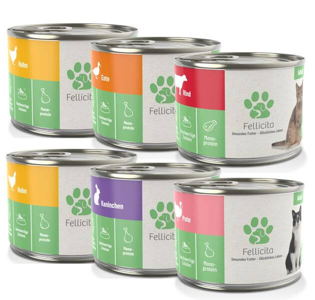 Fellicita Mixpaket Monoprotein-Vielfalt 6 x 200g Katzennassfutter