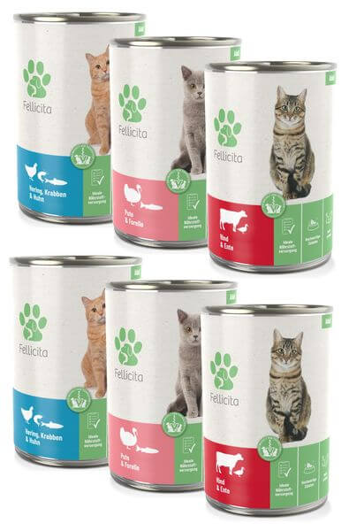 Fellicita Mixpaket Nr. 6  6 x 400 g Katzennassfutter