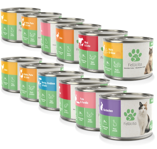 Fellicita Mixpaket Sortenvielfalt 12 x 200g Katzennassfutter