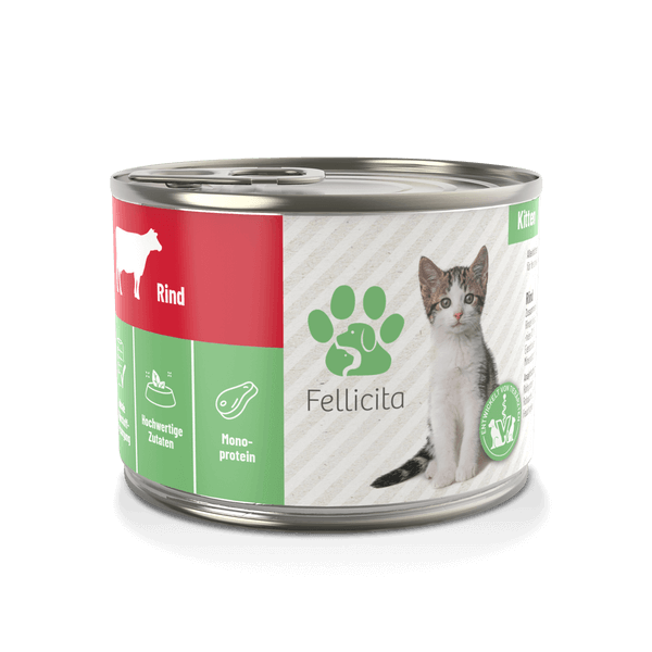 Fellicita Rind pur für Kitten 200 g Katzennassfutter, Achtung MHD