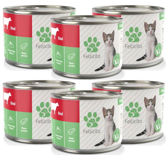 Fellicita Rind pur für Kitten 6 x 200g Katzennassfutter
