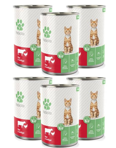Fellicita Rind & Geflügel für Kitten 6 x 400g Katzennassfutter