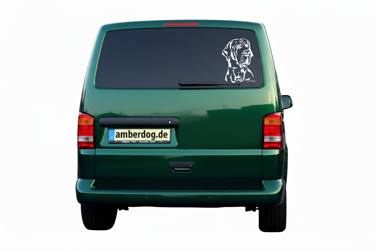 Fila Brasileiro Kopf Auto Wohnmobil Aufkleber  I Wandtattoo - H20cm / Schwarz