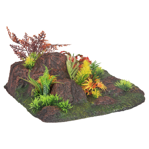 Flamingo Aquarium Dekoration Radha Felsen + Pflanze Winkel
