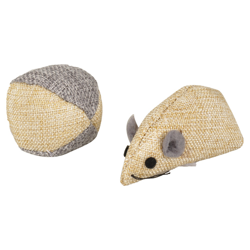 Flamingo Katzenspielzeug Juns Maus und Ball beige