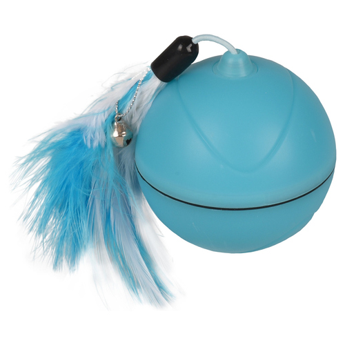 Flamingo Katzenspielzeug LED Ball Magic Mechta 2in1 mit USB + Federn blau
