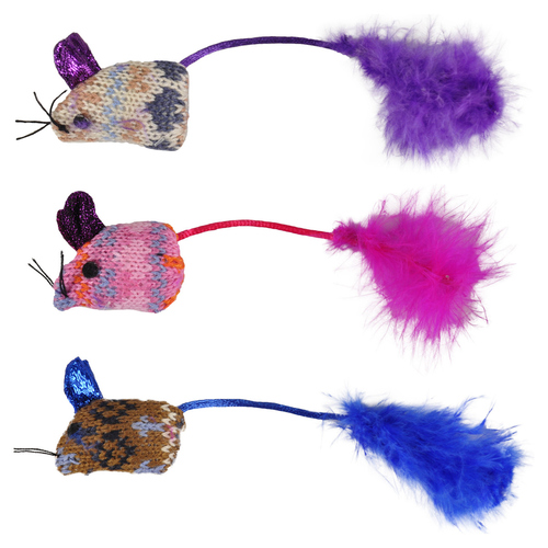 Flamingo Katzenspielzeug Mohaire Maus Glamour - 3 Stück