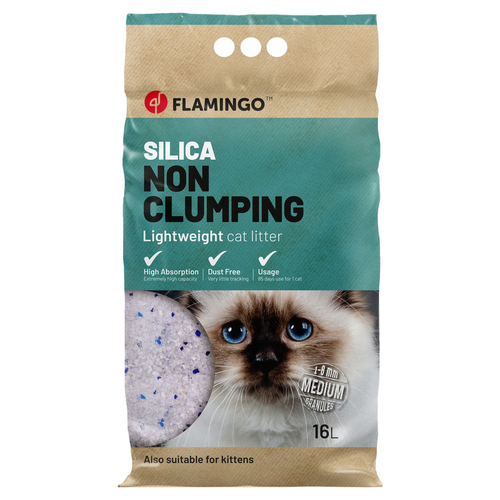 Flamingo Katzenstreu Silikatstreu mittelgroße Körner 16 l