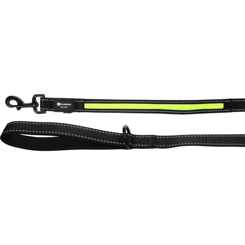 Flamingo Leine Flitzy schwarz/gelb, Maße: 130 cm / 25 mm