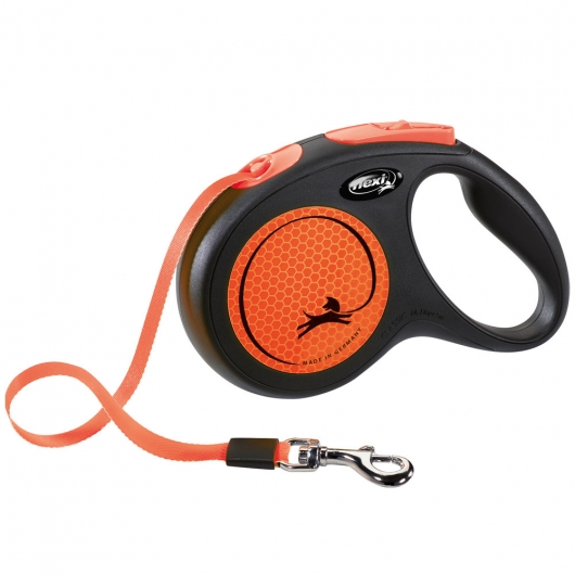 Flexi New Classic Neon Gurt-Roll-Leine M / Orange