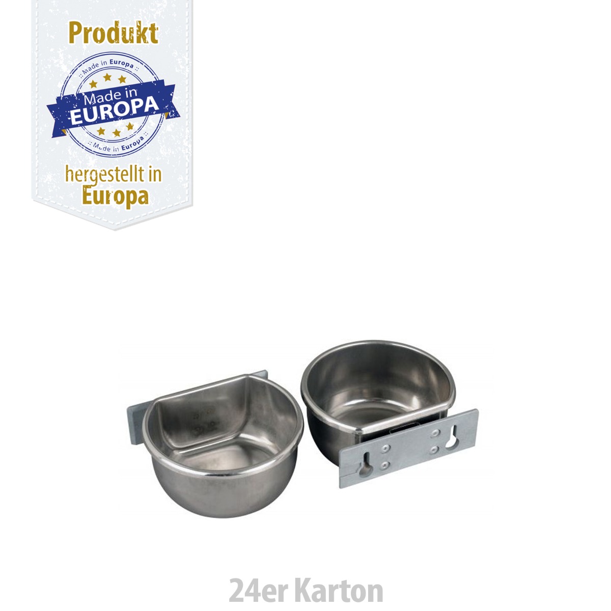 Futternapf - Edelstahl mit Halteplatte - 300 ml - 24er Karton