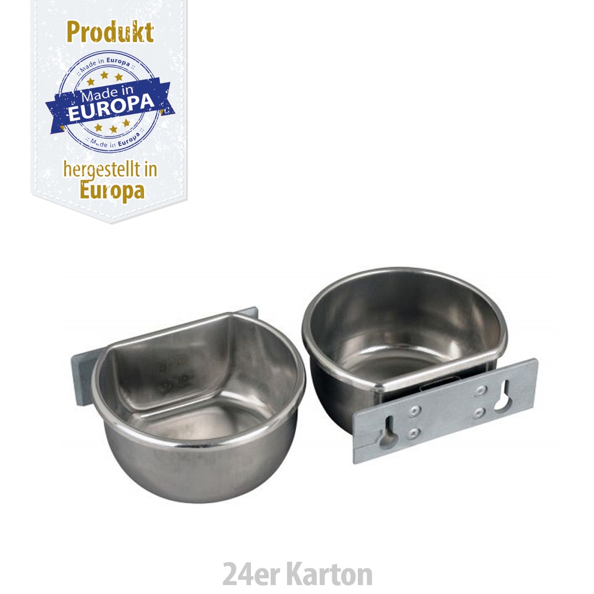 Futternapf - Edelstahl mit Halteplatte - 600 ml - 24er Karton
