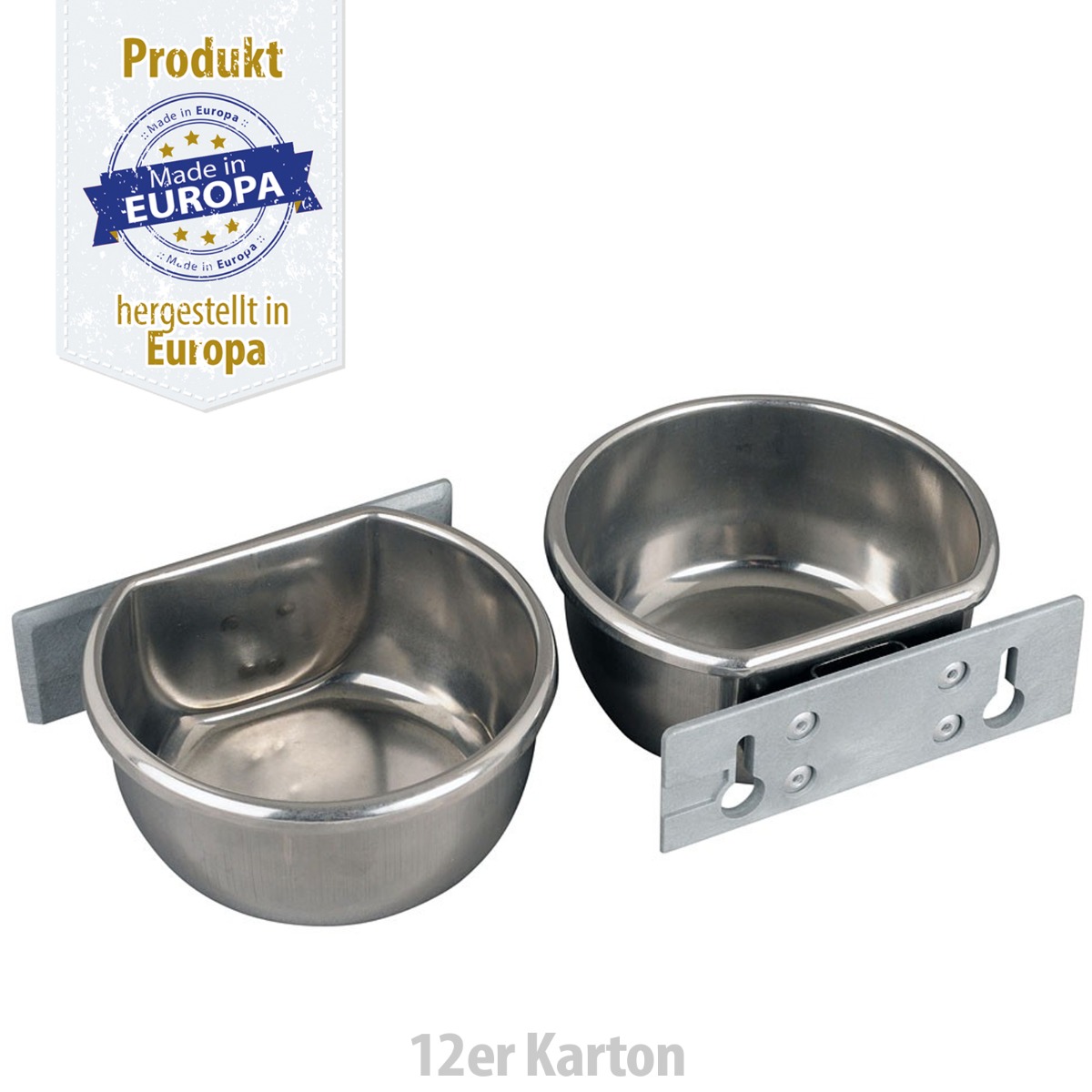 Futternapf - Edelstahl mit Halteplatte - 850 ml - 12er Karton