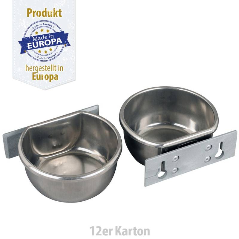 Futternapf - Edelstahl mit Halteplatte - 850 ml - 12er Karton Futternapf - Edelstahl mit Halteplatte - 850 ml - 12er Karton