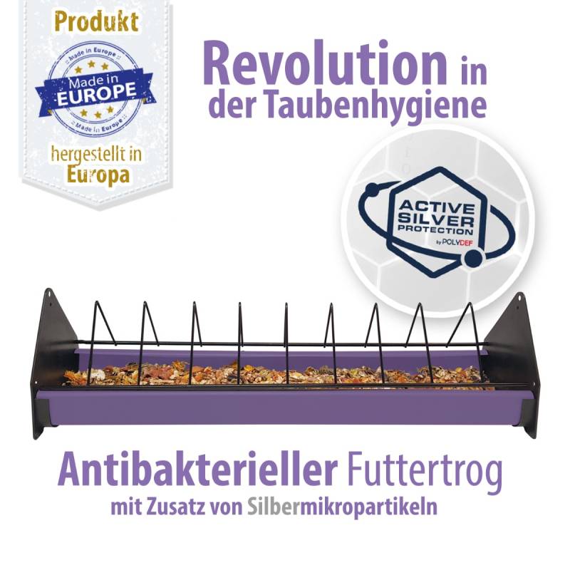 Futtertrog aus Kunststoff mit Fressgitter aus Metall - ANTIBAKTERIELL - 50 cm Futtertrog aus Kunststoff mit Fressgitter aus Metall - ANTIBAKTERIELL - 50 cm