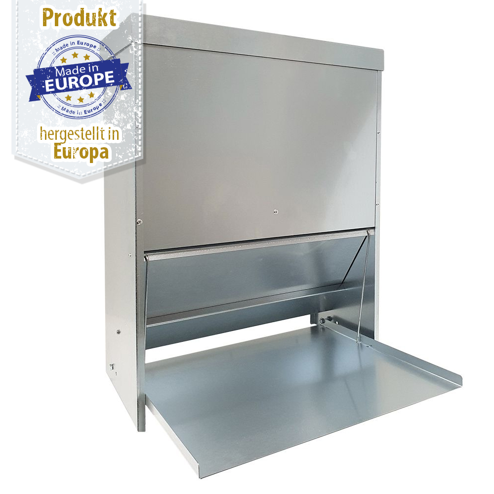 Geflügel Futterautomat verzinkt mit Trittklappe 15 kg - Hühner Futterautomat
