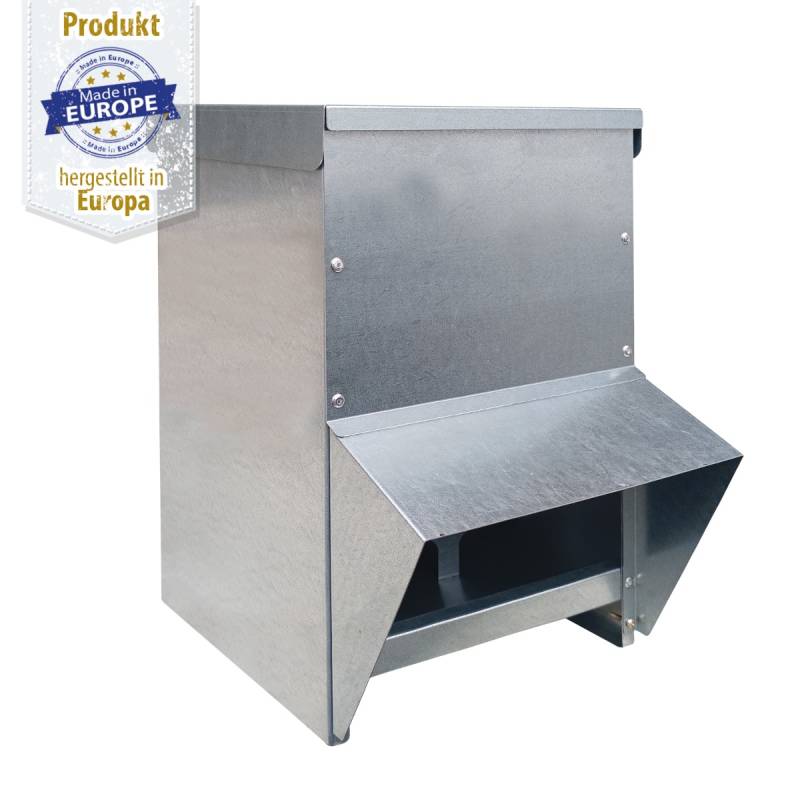 Geflügel Futterautomat verzinkt ohne Trittklappe 14 kg - Hühner Futterautomat Geflügel Futterautomat verzinkt ohne Trittklappe 14 kg - Hühner Futterautomat
