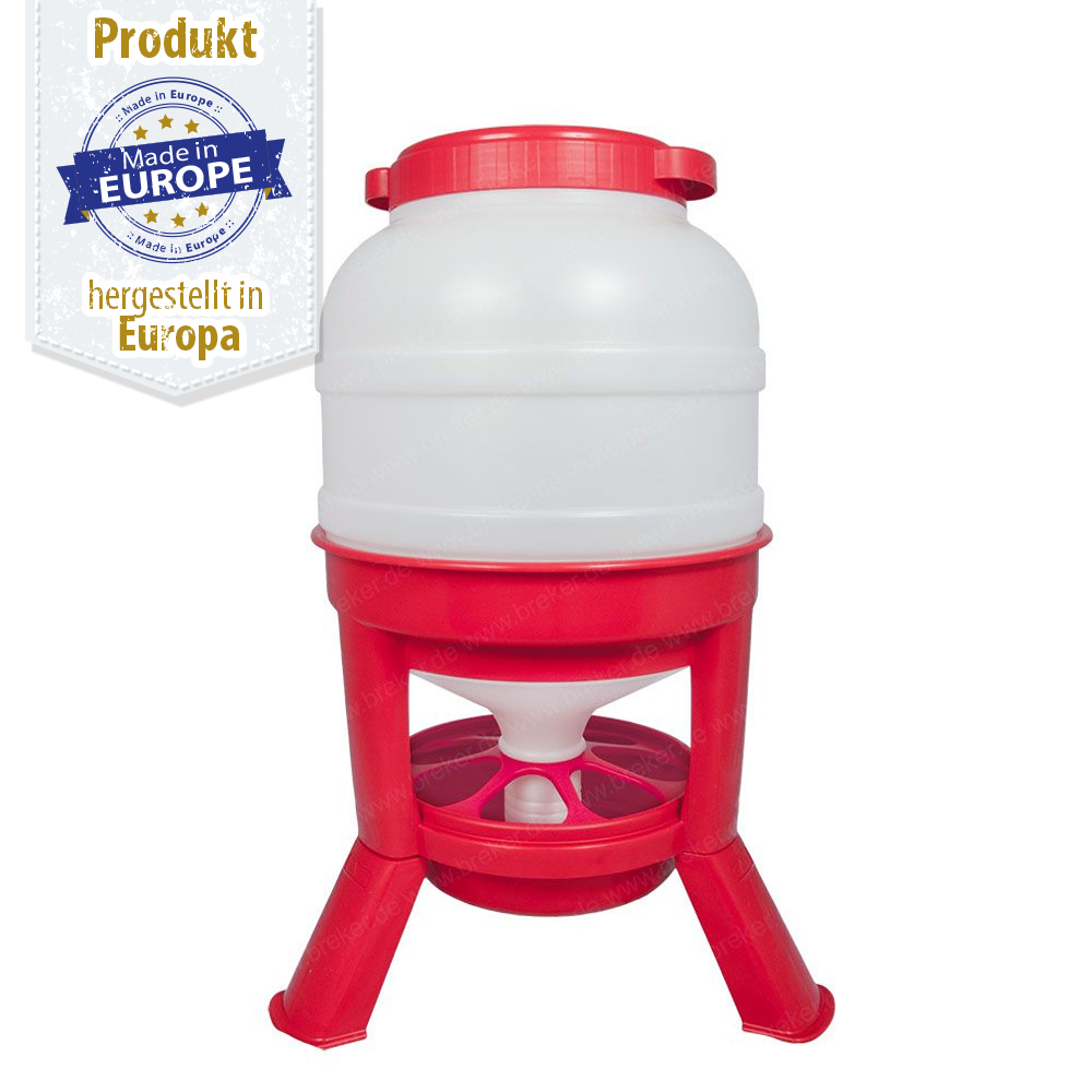Geflügel Siphon Futterautomat Kunststoff auf Füßen - 25 kg - Hühner Siphon Futterautomat